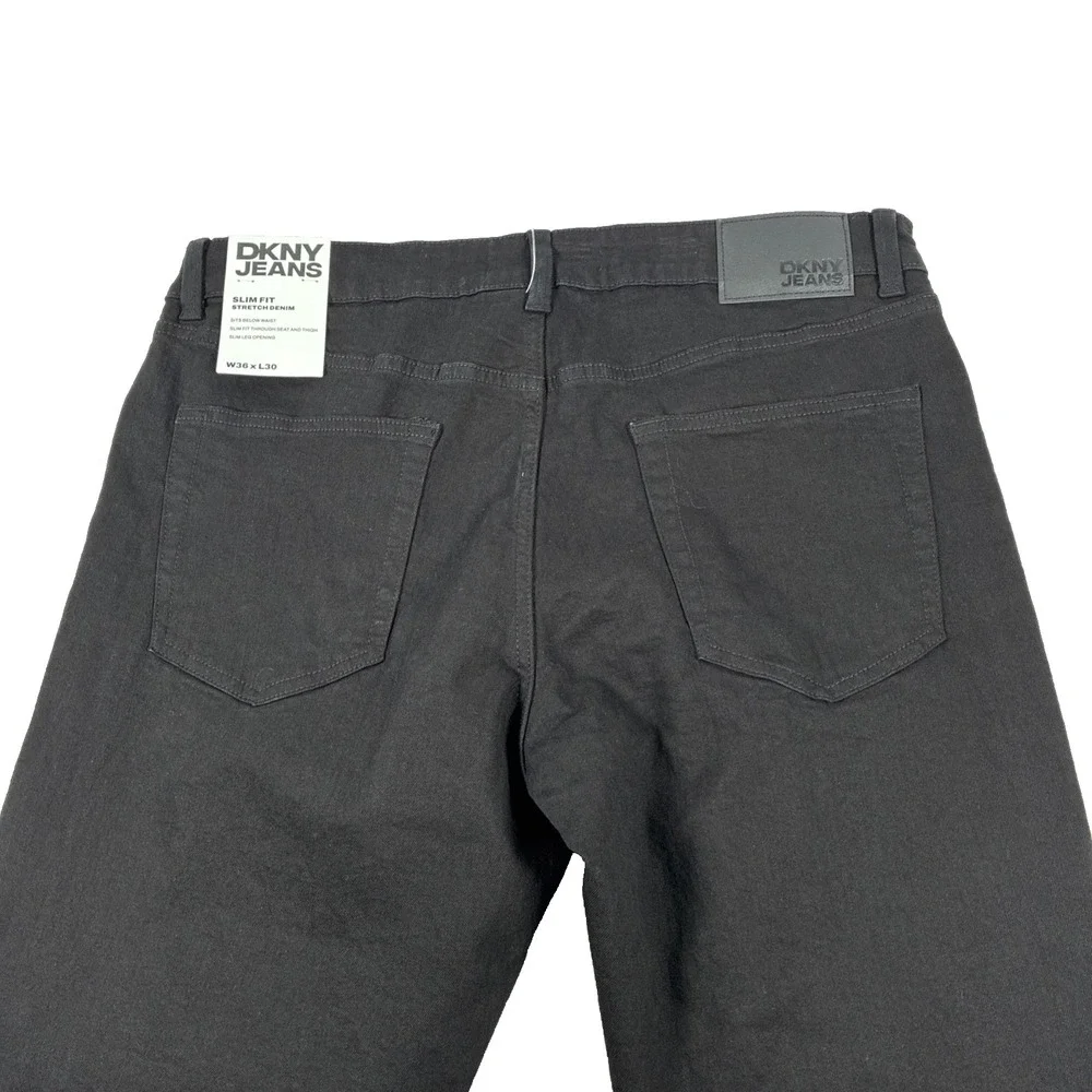 New Mens DKNY Jeans Bedford Slim Black Denim Size 36x30 NWT $79